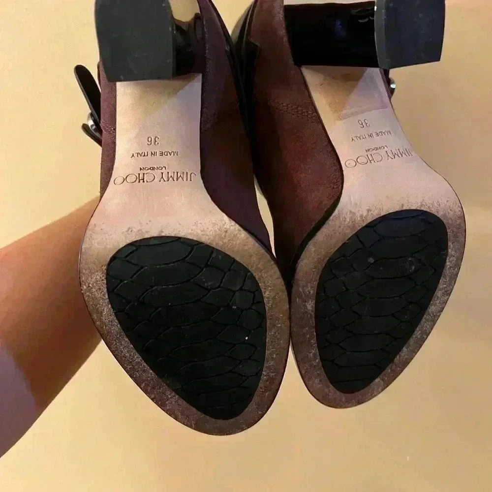 Jimmy Choo Burgundy Suede Ankle Boots Size 36